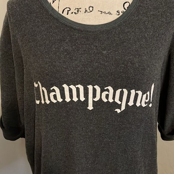 Wildfox Gray Champagne Graphic Pullover Cuffed Sweatshirt Contemporary  Casual - Picture 4 of 10